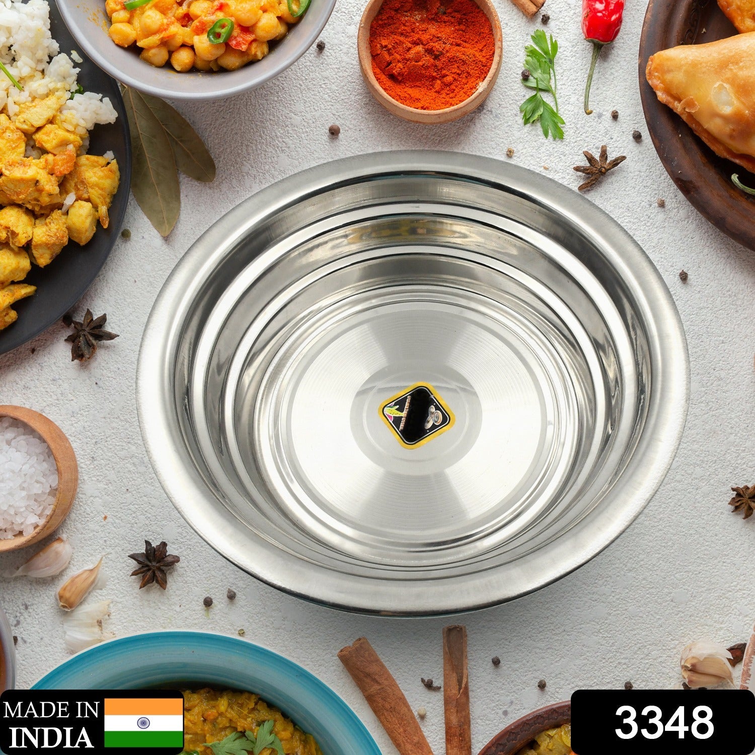 3348 Multipurpose Stainless Steel Bowl/ Plate Stainless Steel Snacks Serving Bowl/Plate| Set of 1 Small Bowl/Plate| 20 cm| Design Steel Plate| Steel Deep Plate Breakfast Serving Plate| Steel Halwa Plate For Kitchen Tool (1 Pc) 3348 Multipurpose Stainless Steel Bowl/ Plate Stainless Steel Snacks Serving Bowl/Plate| Set of 1 Small Bowl/Plate| 20 cm| Design Steel Plate| Steel Deep Plate Breakfast Serving Plate| Steel Halwa Plate For Kitchen Tool (1 Pc)